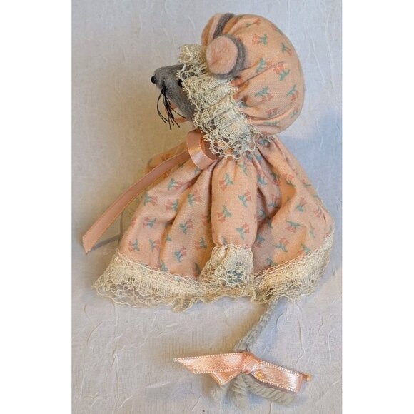 Handmade Granny Mouse Doll Grandma Cloth Cottage Country Core Lace Vtg 5" Tiny - Picture 10 of 14